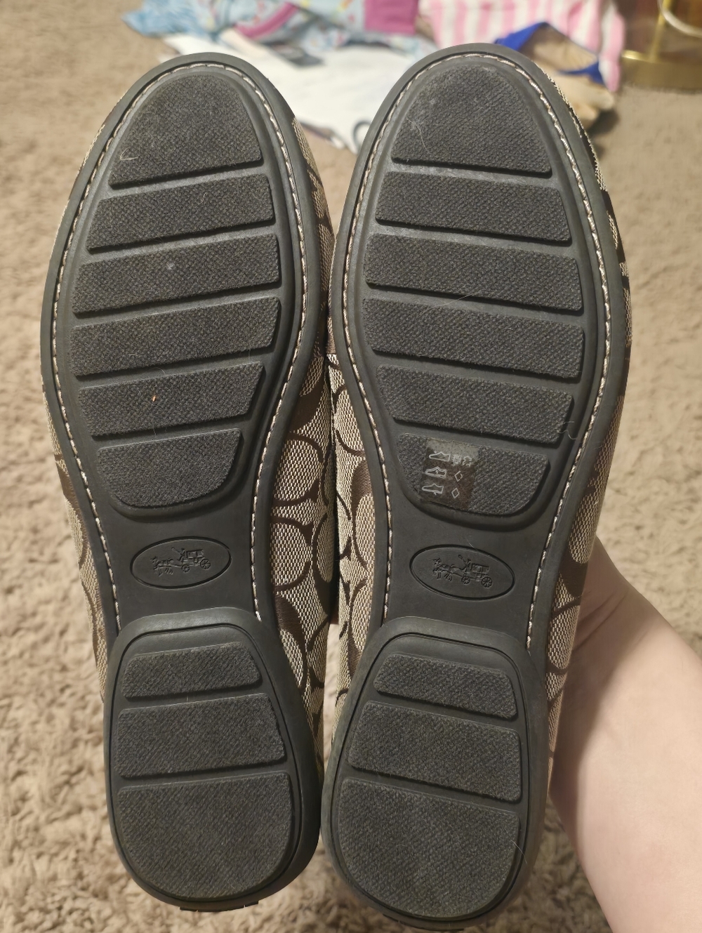 Coach Olympia Loafers Signature Canvas Brown Women’s Size 9B Authentic Monogram - Picture 2 of 10